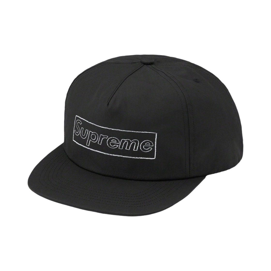 슈프림 x 카우스 초크 로고 5-패널 캡 블랙 - 21SS