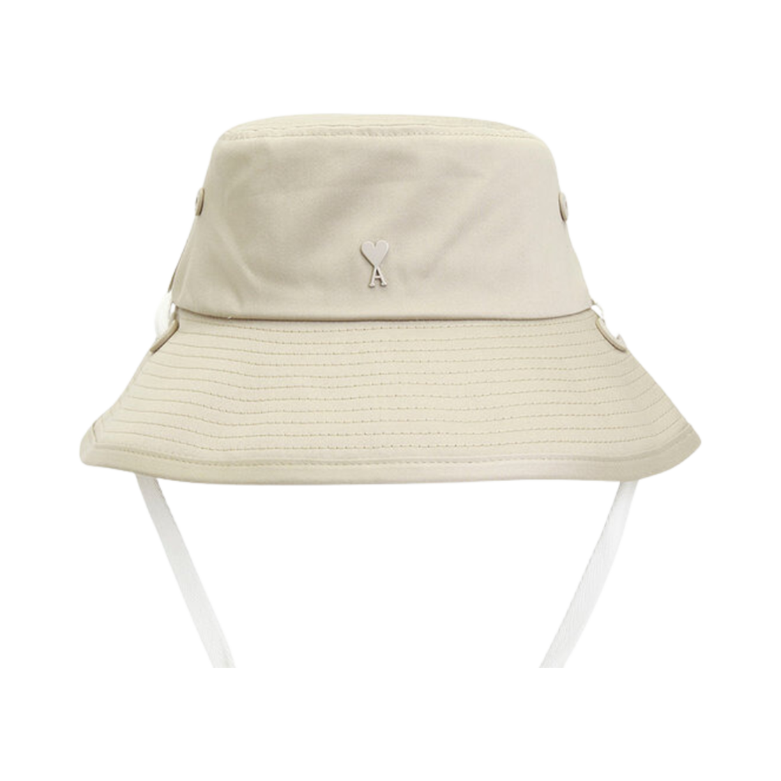 아미 하트 로고 버킷햇 스트링 라이트 베이지
