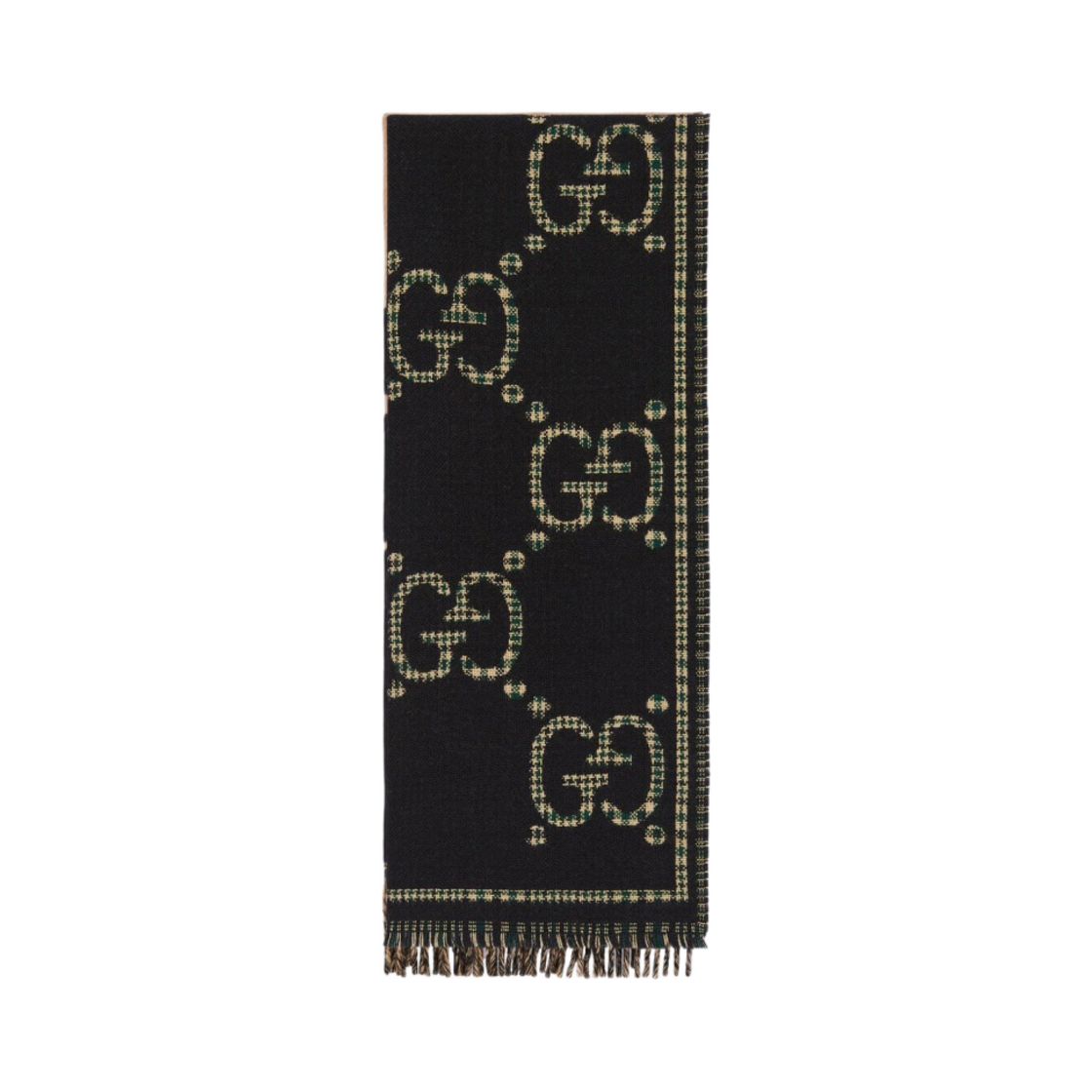 구찌 체크 GG 울 스카프 블랙 멀티컬러