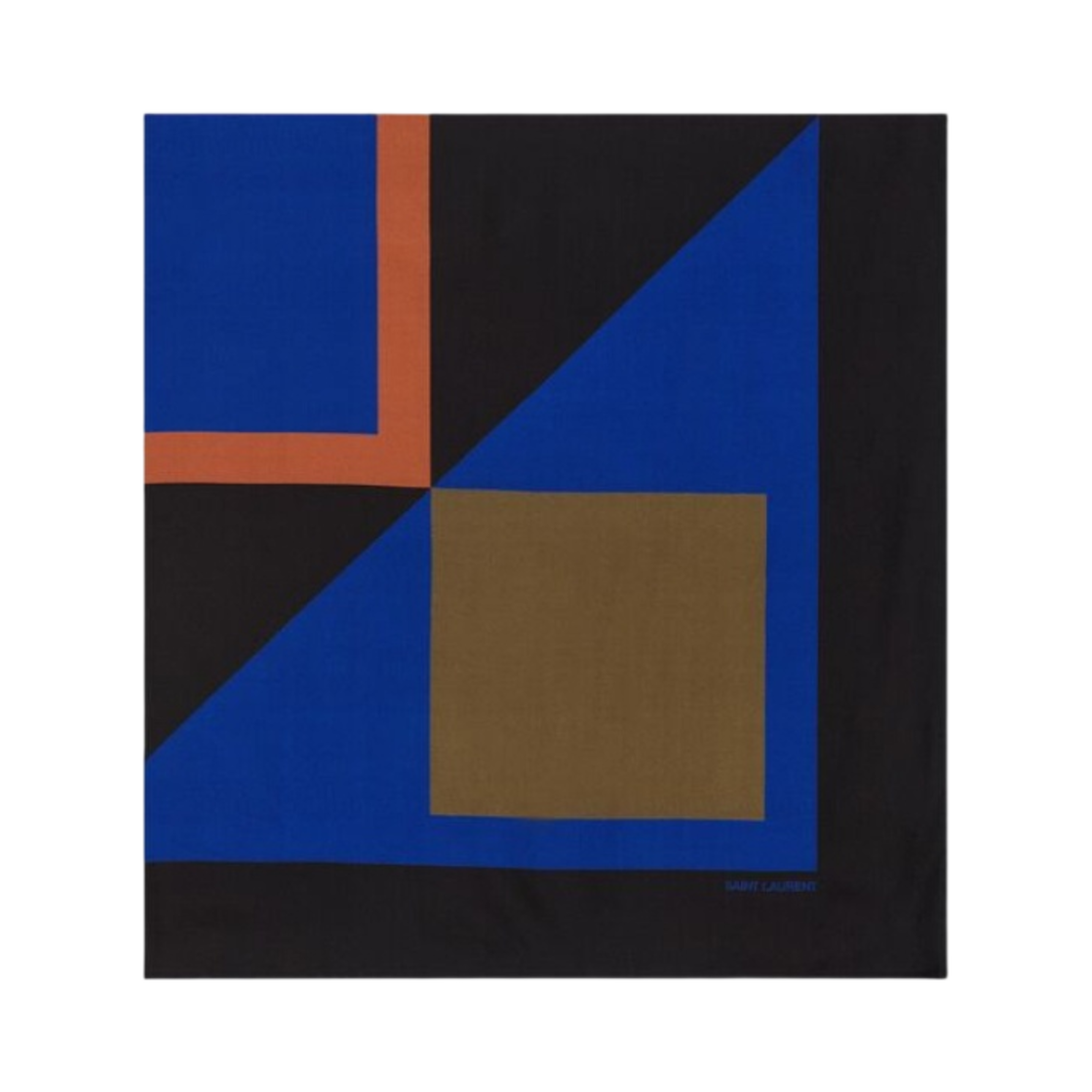 (W) 생로랑 스퀘어 스카프 실크 트윌 로얄 블루 AMD 블랙((W) Saint Laurent Square Scarf In Silk Twill Royal Blue Amd Black) - 1