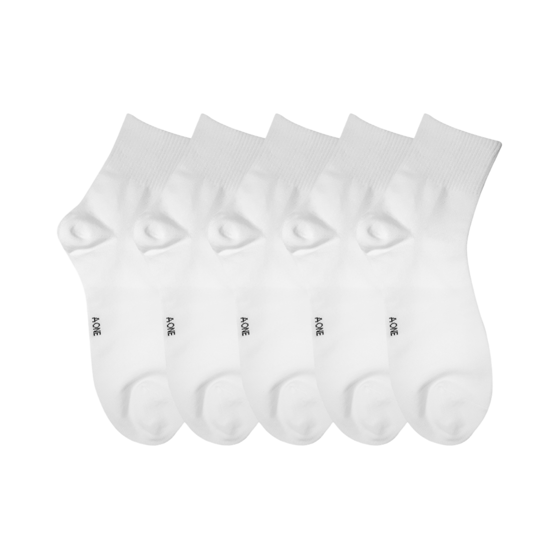 [3% 적립] 에이원 미니멀 미니 무지 중목 양말 5팩 백색([3% 적립] Aone Minimal Plain Mini Crew Socks 5-Pack White)