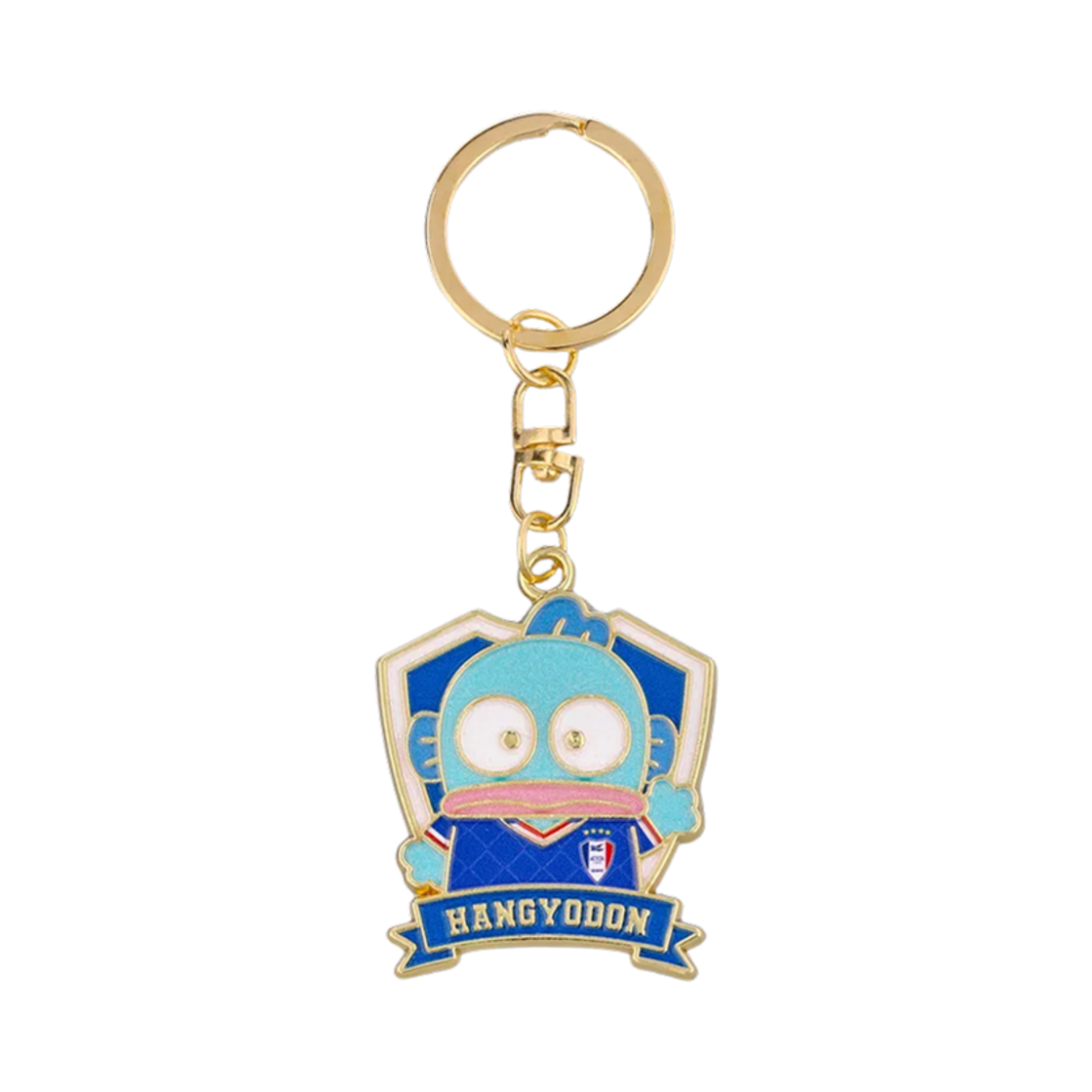 - K League x Sanrio Characters 2025 Metal Keyring Hangyodon Suwon Samsung Bluewings Gold Blue