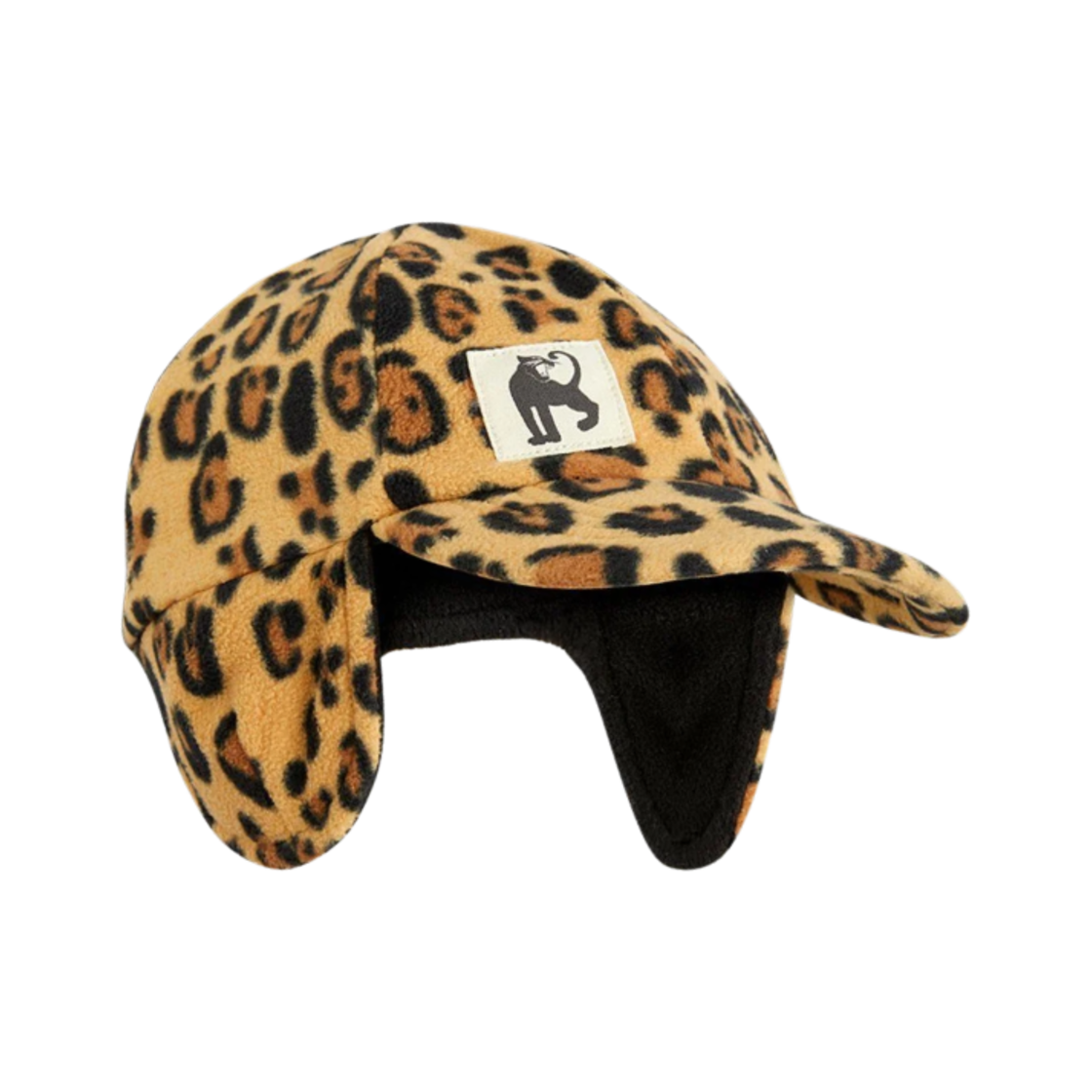 (키즈) 미니 로디니 레오파드 플리스 캡 베이지((Kids) Mini Rodini Leopard Fleece Cap Beige)