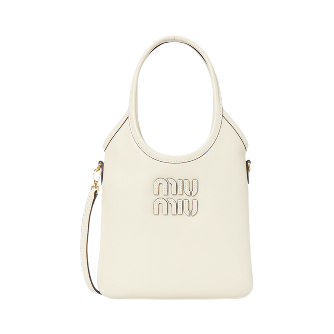 5BA281-2CRW-F0K74 Miu Miu Ivy Leather Handbag Chalk White
