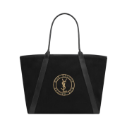 Saint Laurent Rive Gauche Canvas Tote Bag  Black Gold
