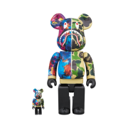 Bearbrick x BAPE x M / Mika Ninagawa Shark 100% & 400% Set Green