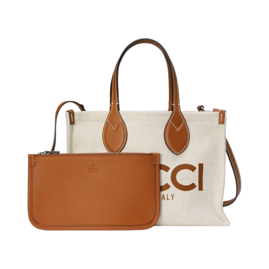 구찌 미니 토트백 프린트 코튼 리넨 캔버스 베이지 라이트 브라운(Gucci Mini Tote Bag with Gucci Print Beige Light Brown) - 3