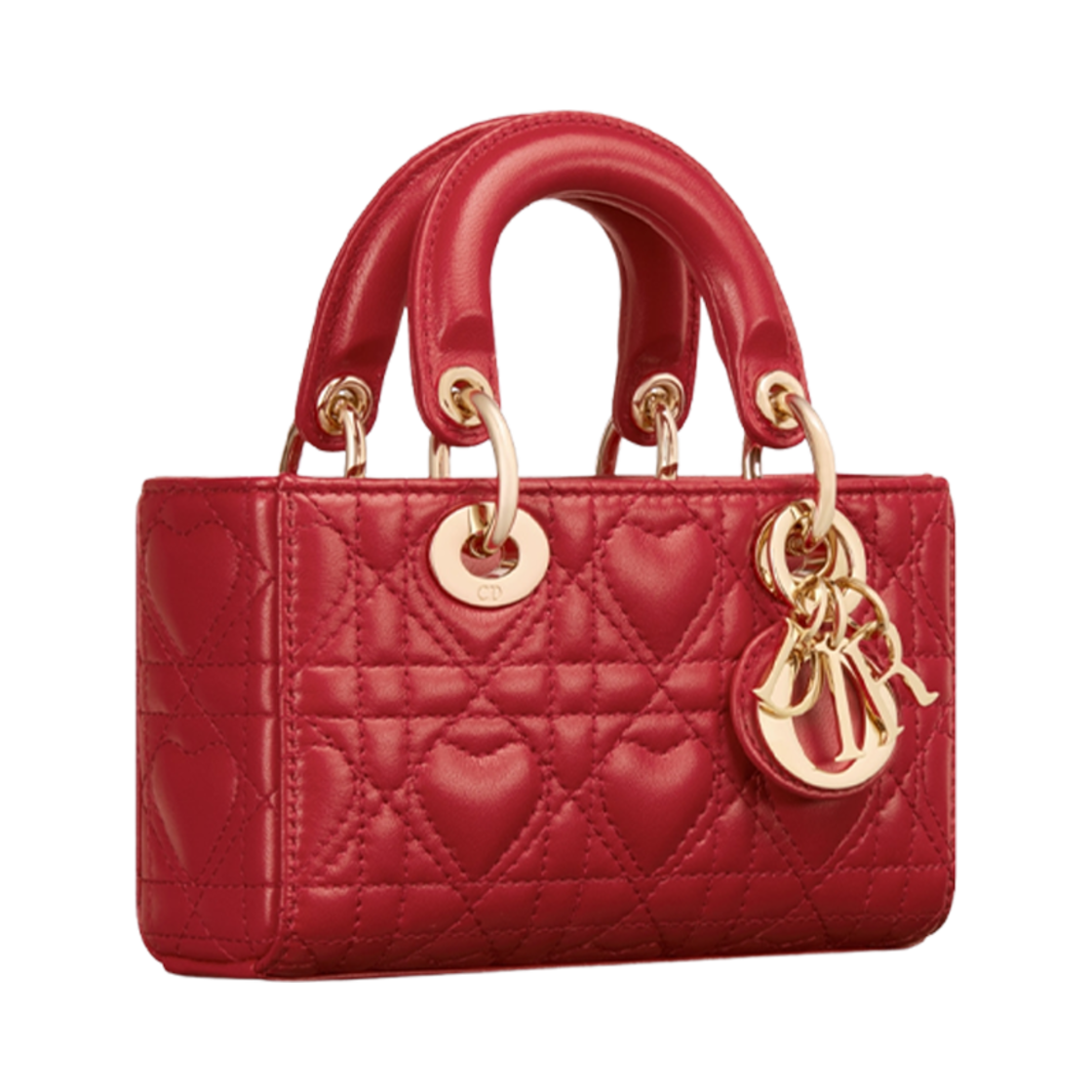 디올 레이디 디조이 마이크로 백 아마릴리스 레드 하트 모티프 | Dior