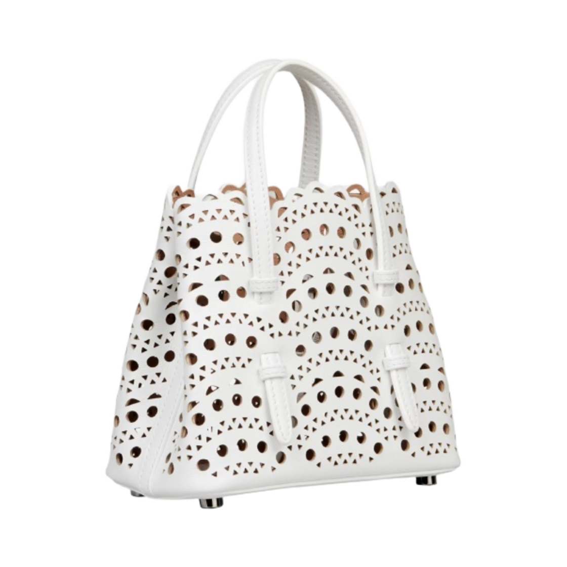 알라이아 비엔 웨이브 럭스 카프스킨 미나 16 백 옵틱 화이트(Alaia Mina 16 Bag in Vienne Wave Lux Calfskin Optic White) - 2