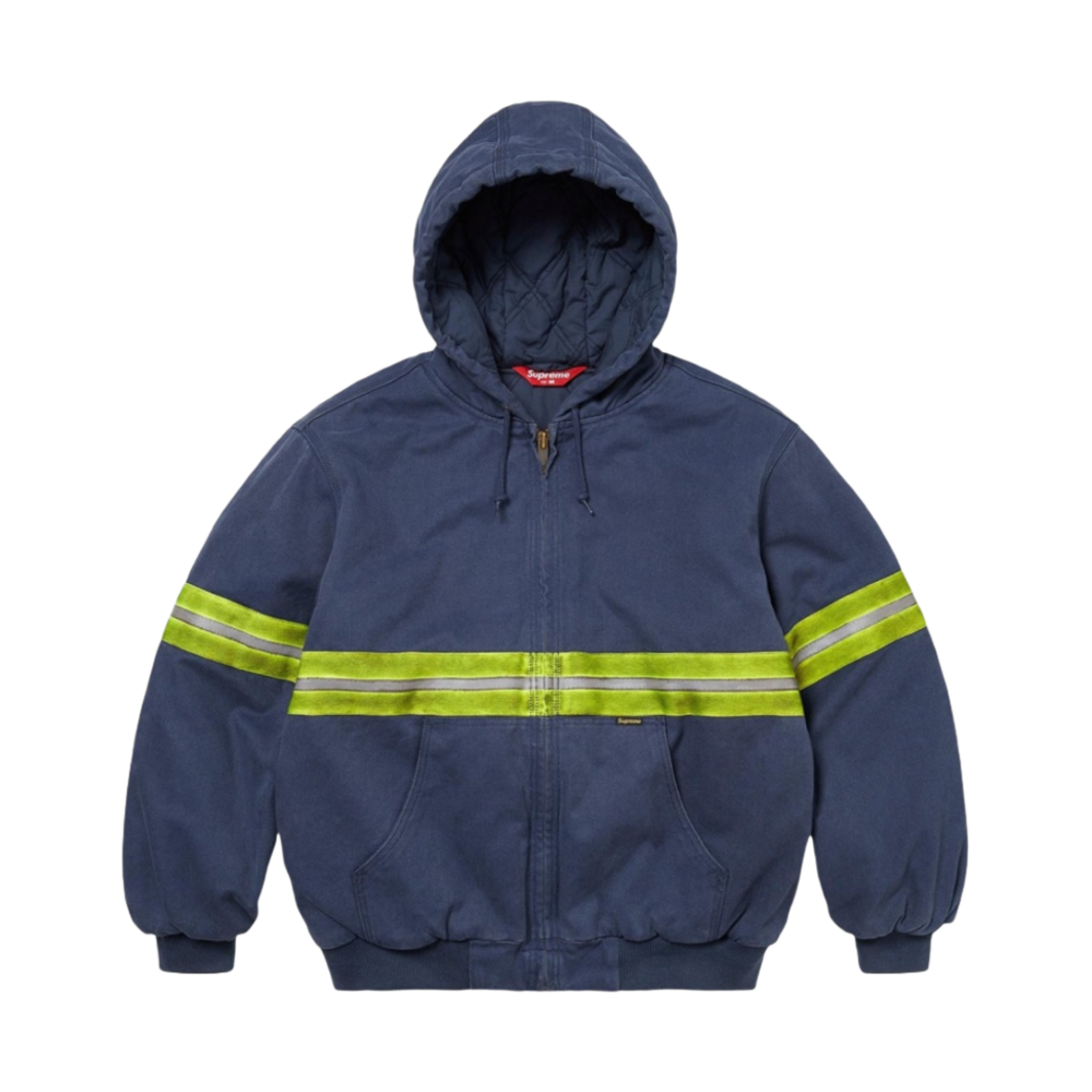 슈프림 리플렉티브 스트라이프 후드 워크 자켓 네이비 - 24FW