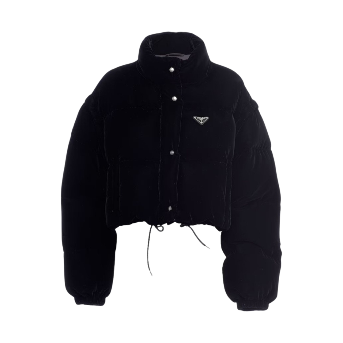 (W) 프라다 벨벳 크롭 퍼퍼 자켓 블랙((W) Prada Velvet Cropped Puffer Jacket Black)