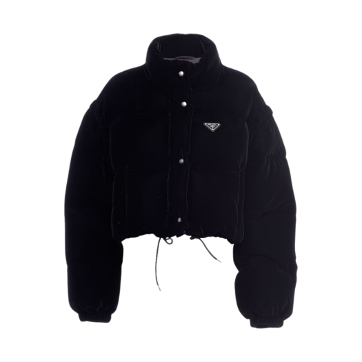 291805-1XJX-F0002 (W) Prada Velvet Cropped Puffer Jacket Black
