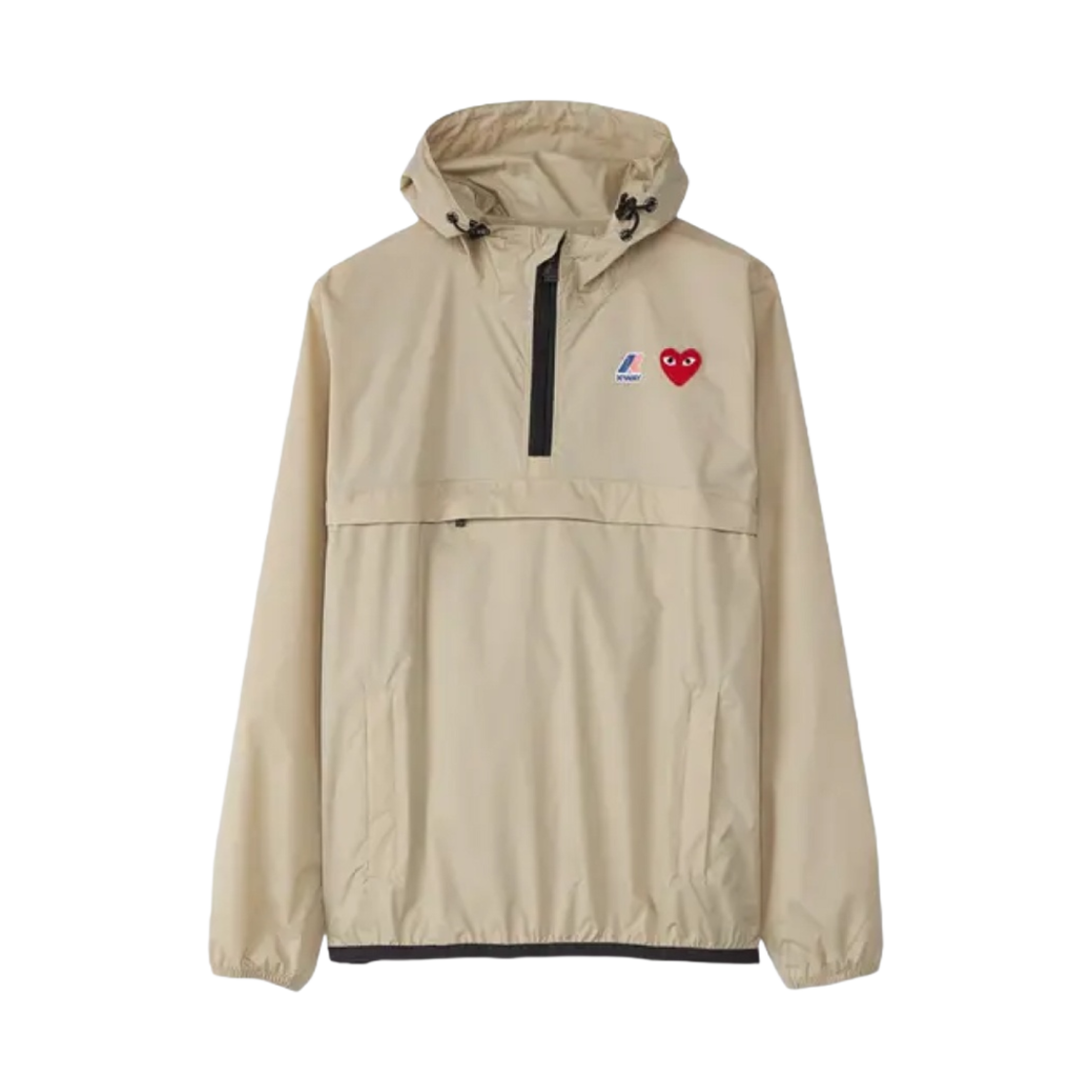 플레이 꼼데가르송 x 까웨 하프 집 자켓 베이지(Play Comme des Garcons x K-Way Half Zip Jacket Beige)