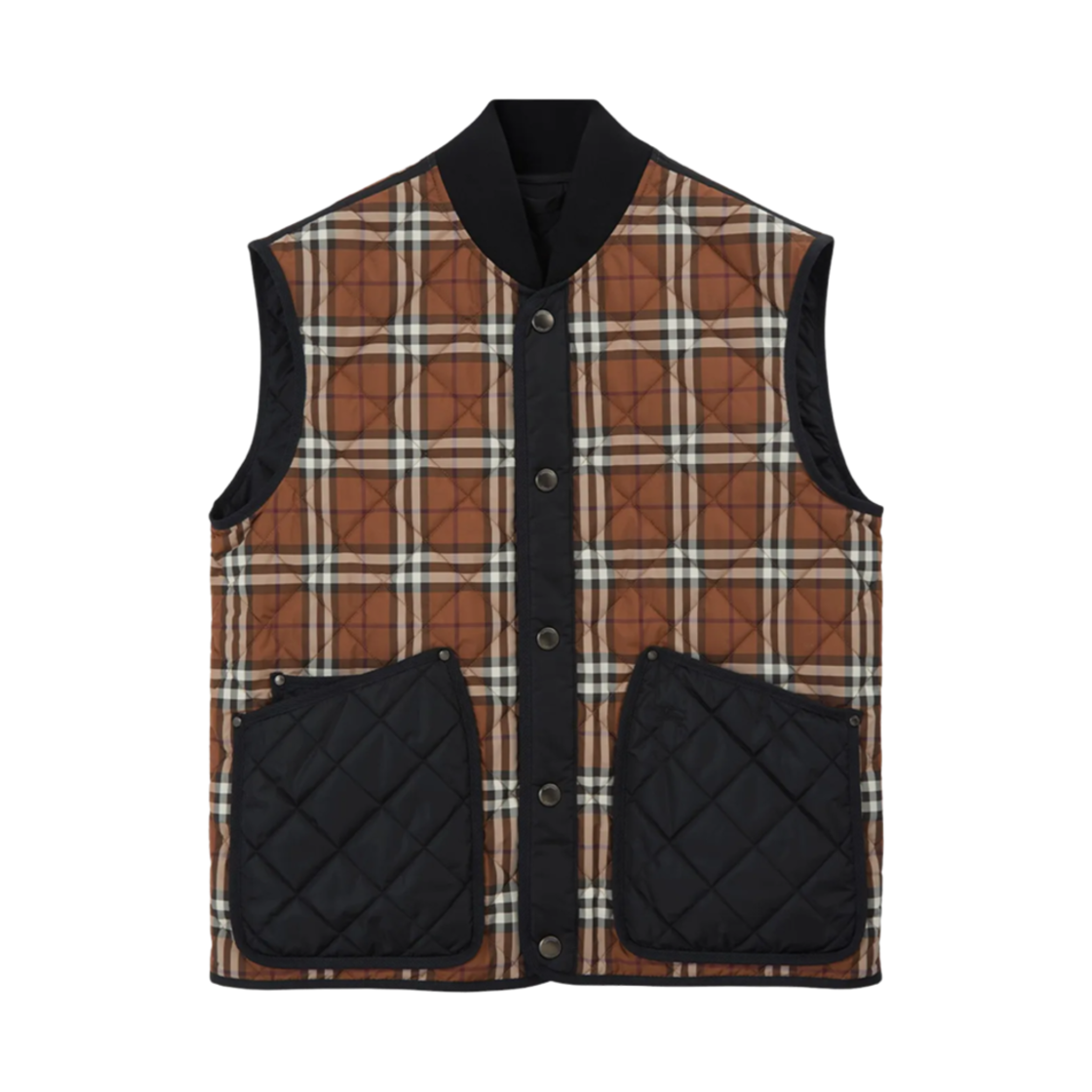 8071712 Burberry Vintage Check Panel Vest Brown Black