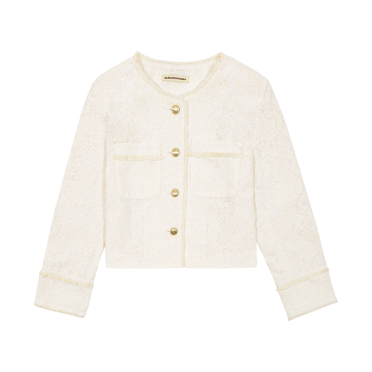 MF2413JK001MIVFR Margarin Fingers Lace Fringe Jacket Ivory