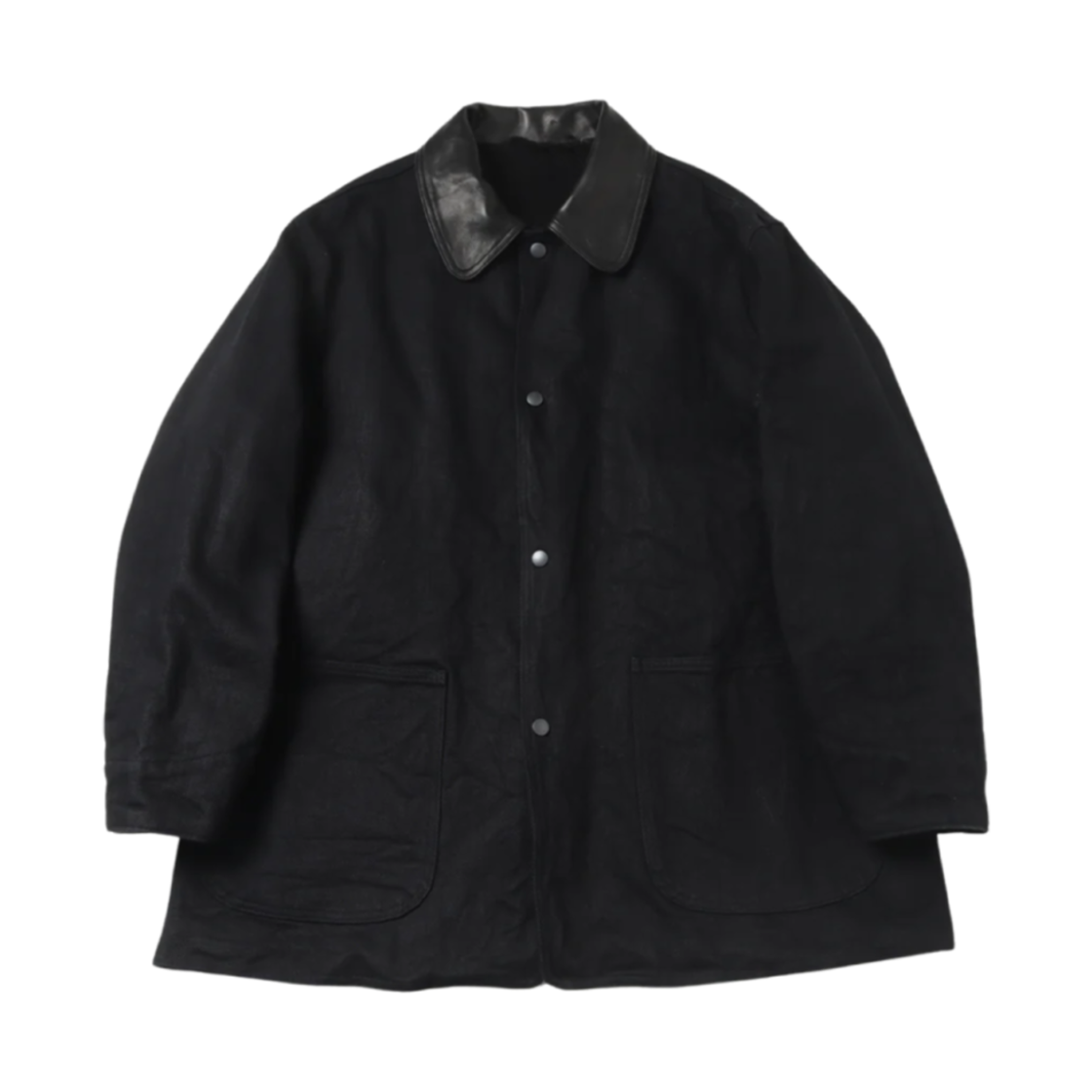 코모리 데님 레더 워크 자켓 블랙 -24AW(Comoli Denim Leather Work Jacket Black -24AW)