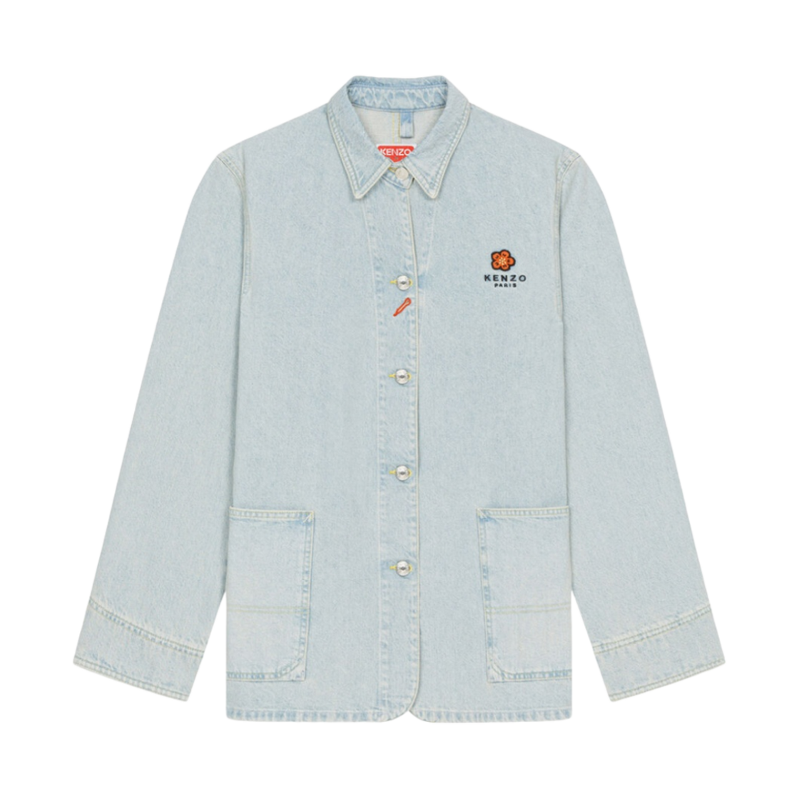 (W) 겐조 보케 플라워 크레스트 데님 워크웨어 자켓 스카이 블루((W) Kenzo Boke Flower Crest Denim Workwear Jacket Sky Blue)