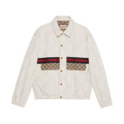 Gucci Maxi GG Denim Jacket with Web Ivory