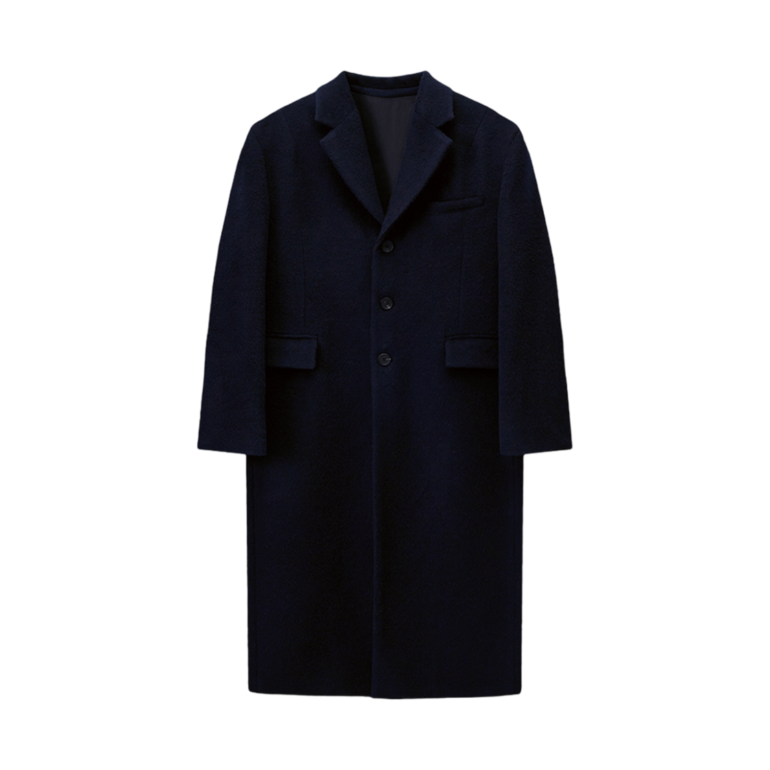 에스티유 백 버튼 싱글 코트 네이비