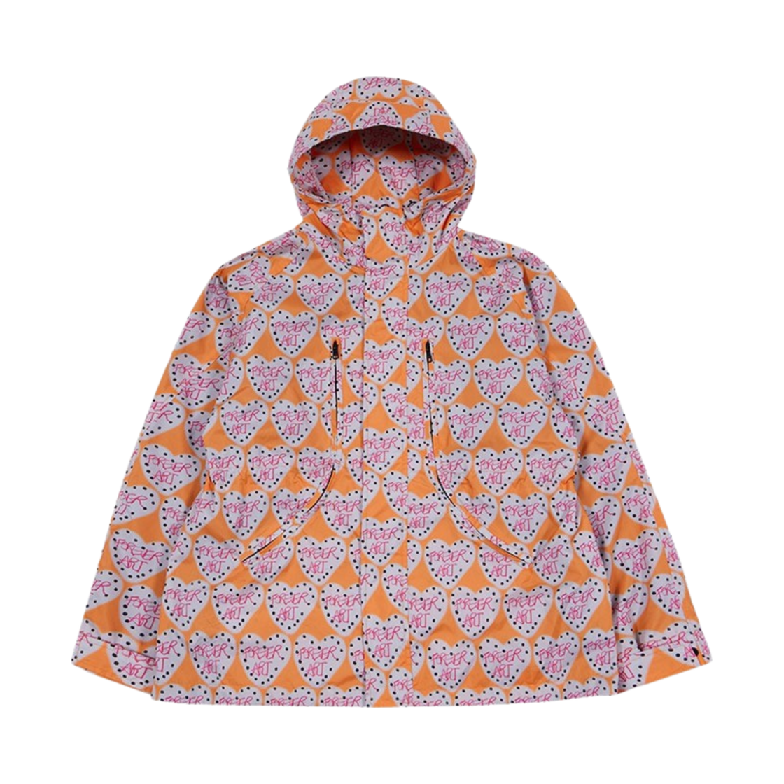 더뮤지엄비지터 포에버 아트 프린티드 커브드 지퍼 윈드브레이커 오렌지