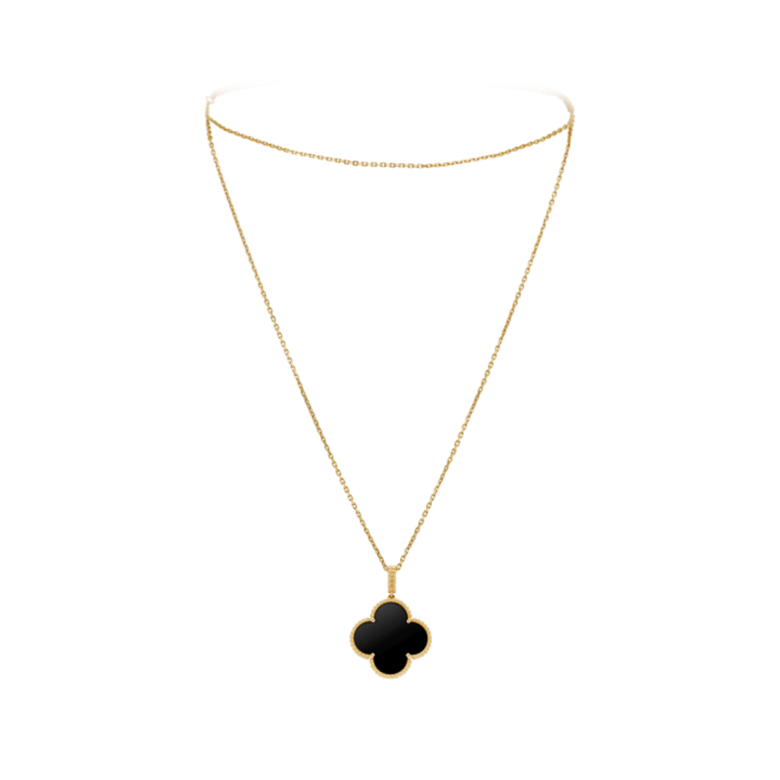 (W) 반 클리프 & 아펠 매직 알함브라 롱 네클리스 옐로우 골드 오닉스((W) Van Cleef & Arpels Magic Alhambra Long Necklace Yellow Gold Onyx) - 1