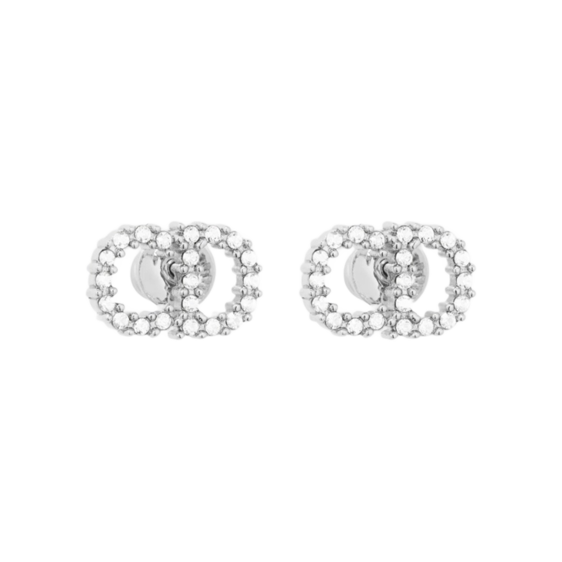 E1715CDLCY-D102 (W) Dior Clair D Lune Earrings Silver Finish Metal White Crystals