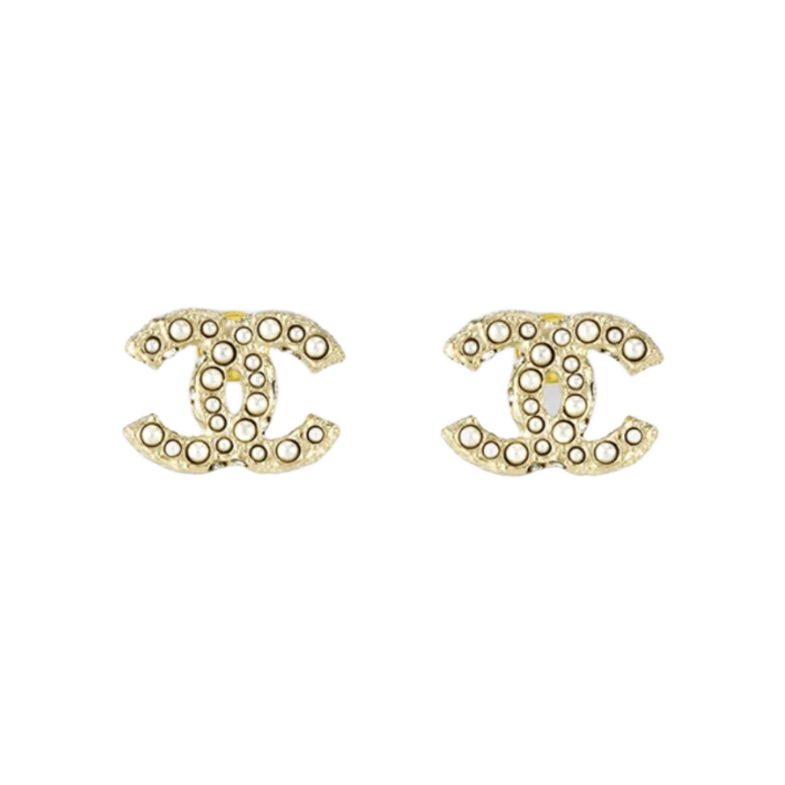 (W) 샤넬 이어링 메탈 스트라스 레진 & 골드 펄리 화이트((W) Chanel Earrings Metal Strass Resin & Gold Pearly White) - 1