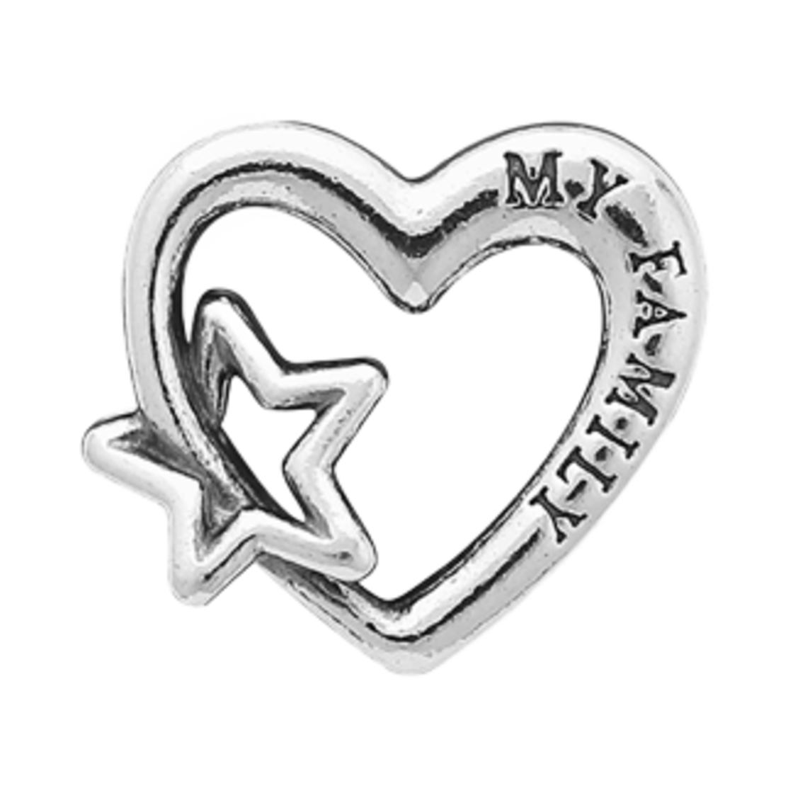 (W) 판도라 오픈워크 패밀리 하트 & 스타 참 스털링 실버((W) Pandora Openwork Family Heart & Star Charm Sterling Silver)