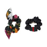 (W) Gucci Silk GG Scrunchie Set Black