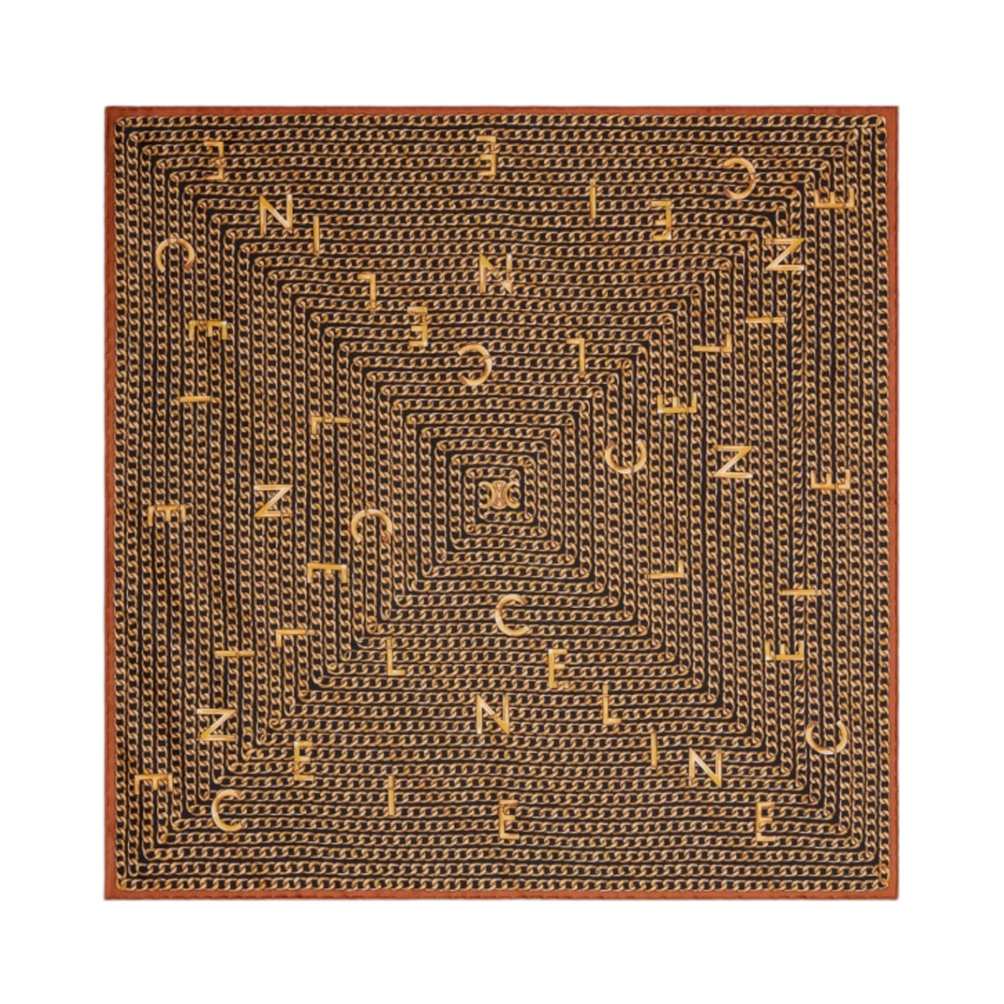 (W) 셀린느 실크 트윌 반다나 블랙 꼬냑((W) Celine Bandana in Silk Twill Black Cognac) - 1