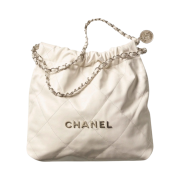 Chanel 22 Small Handbag Calfskin & Silver White