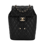 Chanel Backpack Grained Shiny Calfskin & Gold Black