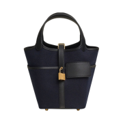 Hermes Picotin Lock 18 Pocket Bag Goeland Canvas Swift & Gold Bleu Marine Noir