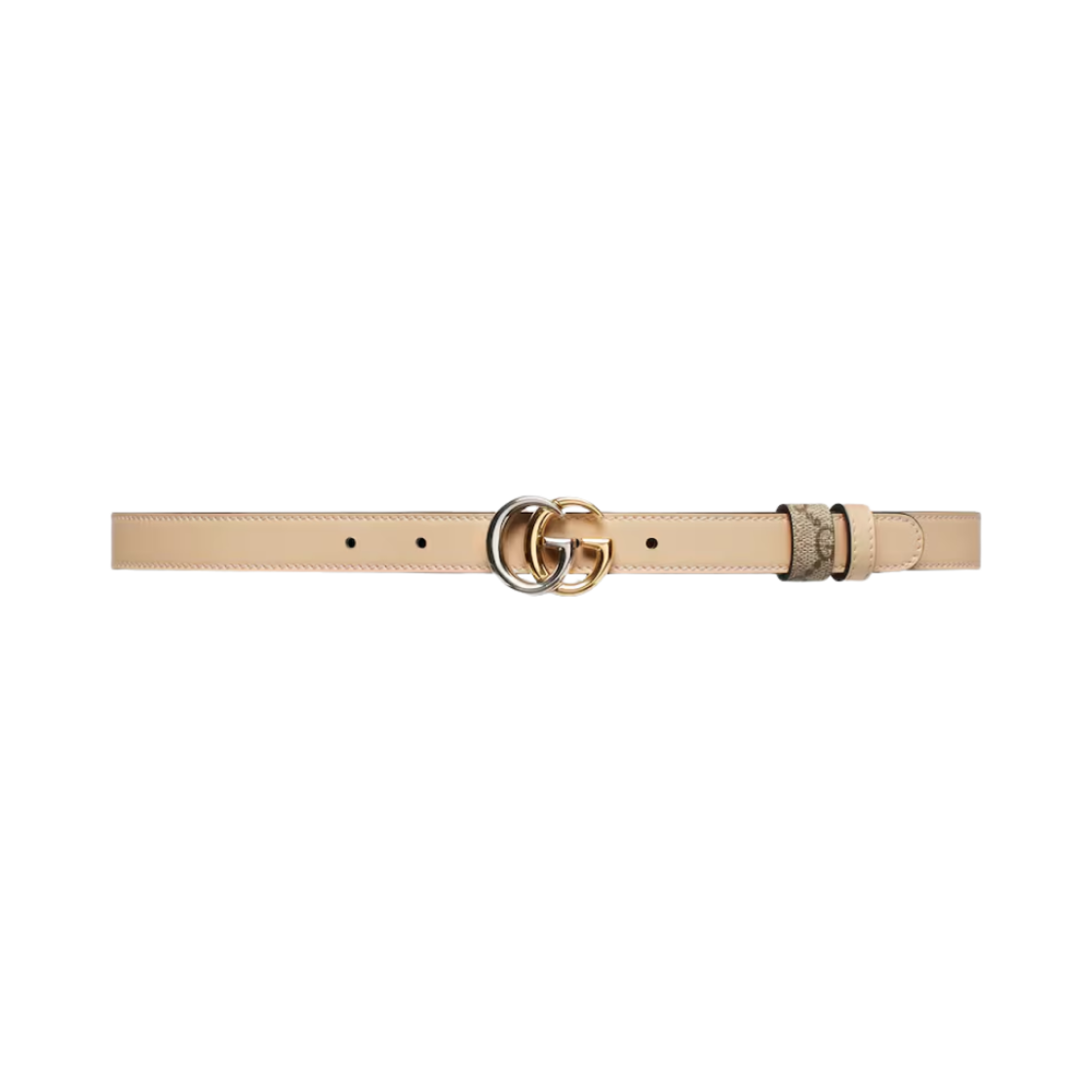 (W) 구찌 GG 마몽 리버시블 씬 벨트 베이지 슈프림 핑크 레더((W) Gucci GG Marmont Reversible Thin Belt Beige Supreme Pink Leather) - 2