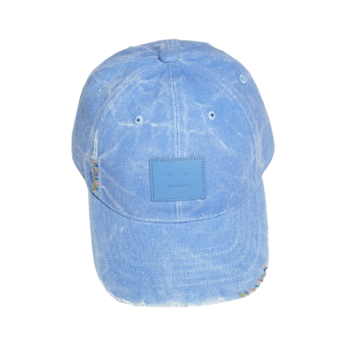 C40316-AQO Acne Studios Leather Face Patch Cap Powder Blue
