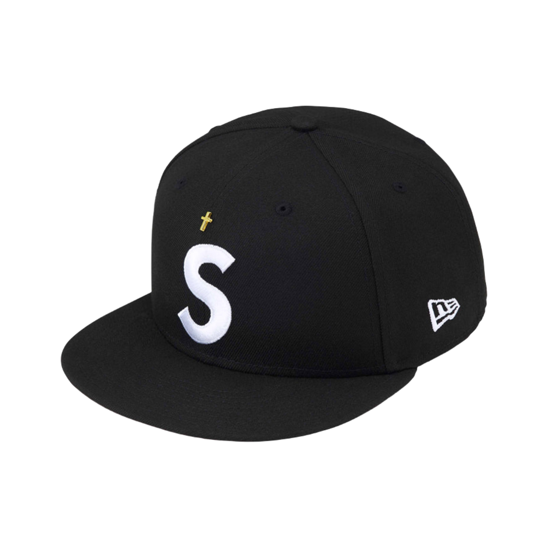 슈프림 골드 크로스 S 로고 뉴에라 블랙 - 24SS