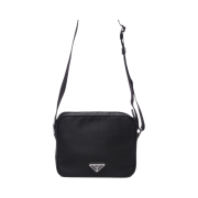 Prada Triangle Logo Nylon Crossbody Bag Black