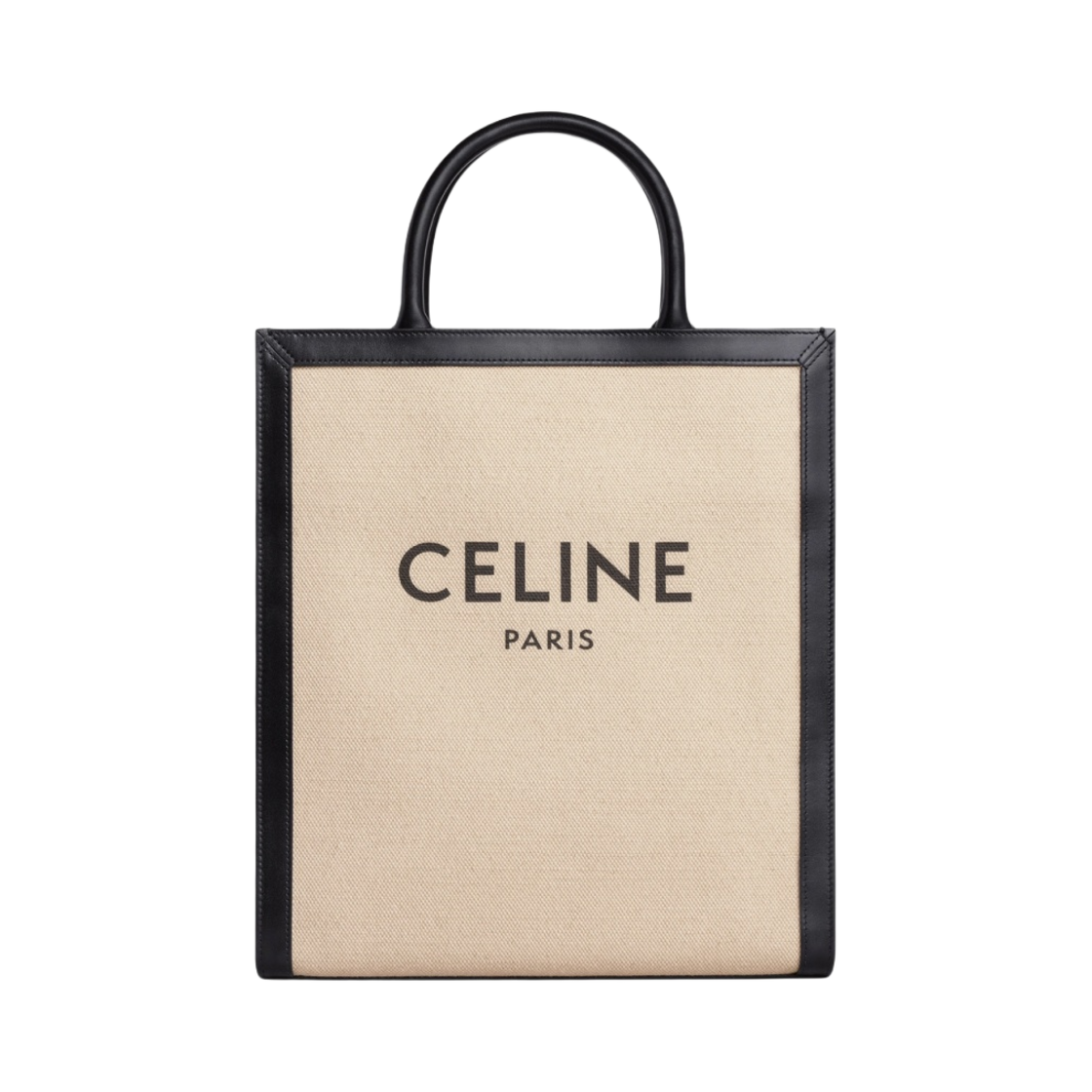 셀린느 텍스타일 셀린느 프린트 & 카프스킨 스몰 버티컬 카바스 바닐라 블랙