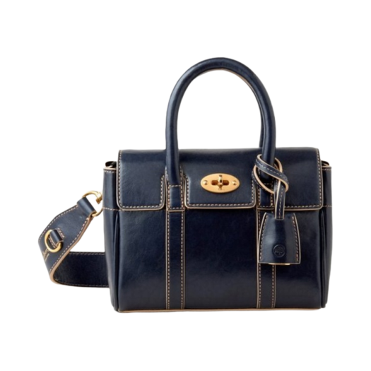 Mulberry Contrast Raw Edge Mini Bayswater Dark Navy