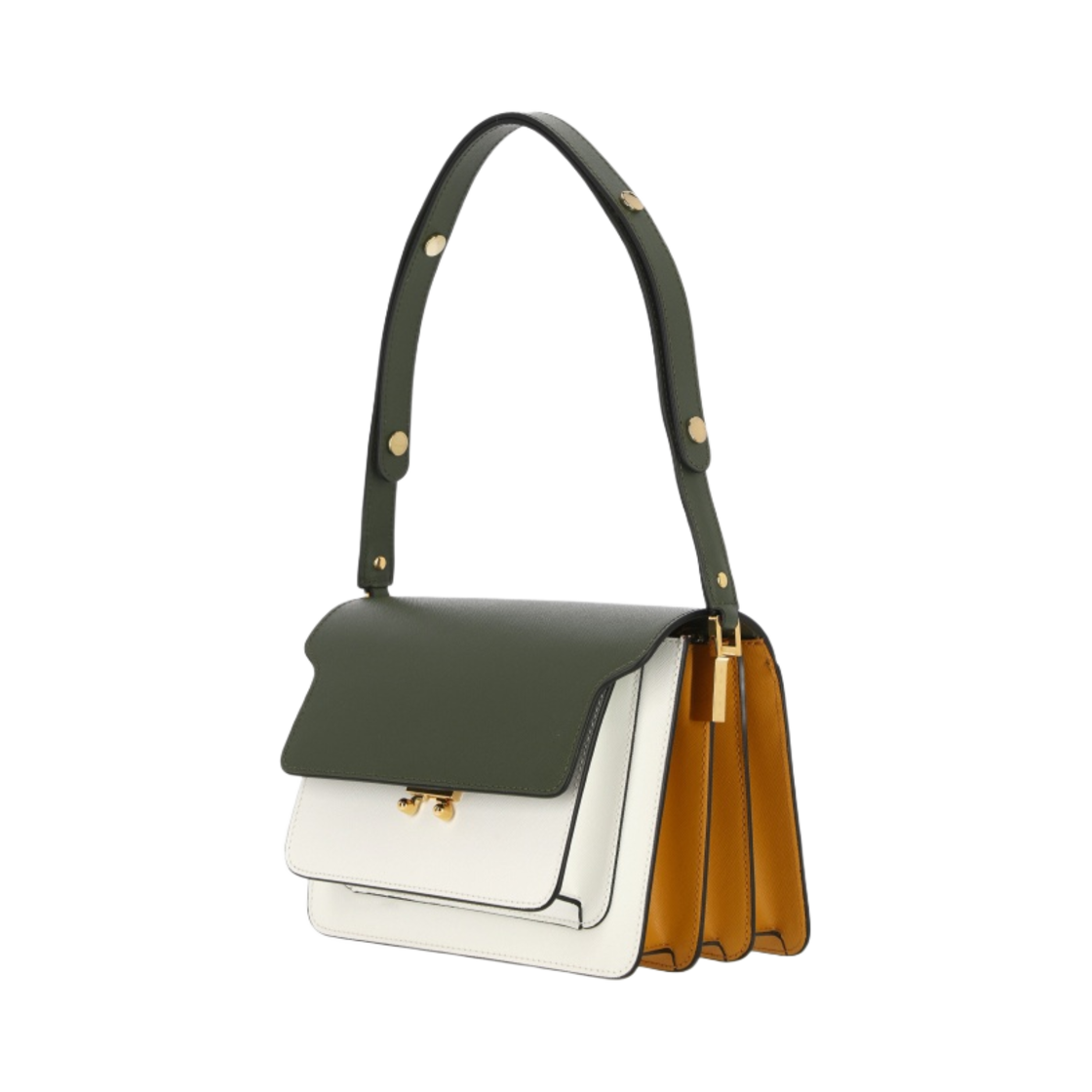 마르니 사피아노 미니 트렁크백 가제보 릴리 화이트 펌킨(Marni Saffiano Mini Trunk Bag Gazebo Lily White Pumpkin) - 2