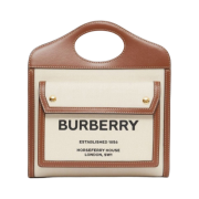 Burberry Mini Two-Tone Canvas and Leather Pocket Bag Natural Malt Brown