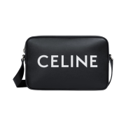 Celine Medium Messenger Bag in Smooth Calfskin with Celine Print Black