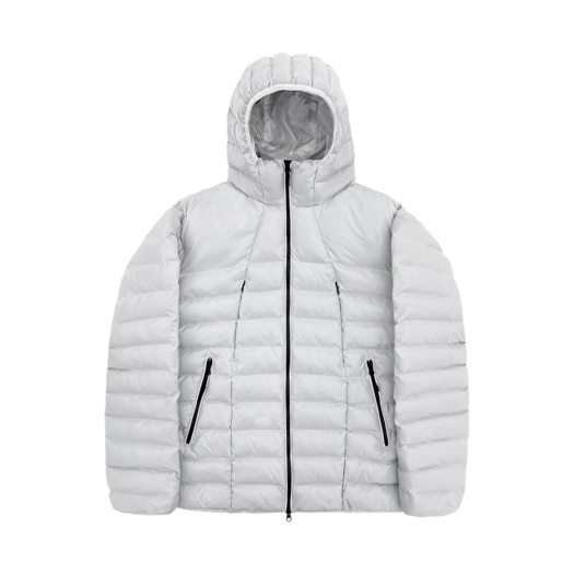 OYBDF1OU026CR OY Curved Zipper Lightweight Puffer Jacket Glossy Light Grey