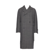 Wooyoungmi Belted Check Double Coat Khaki - 23FW