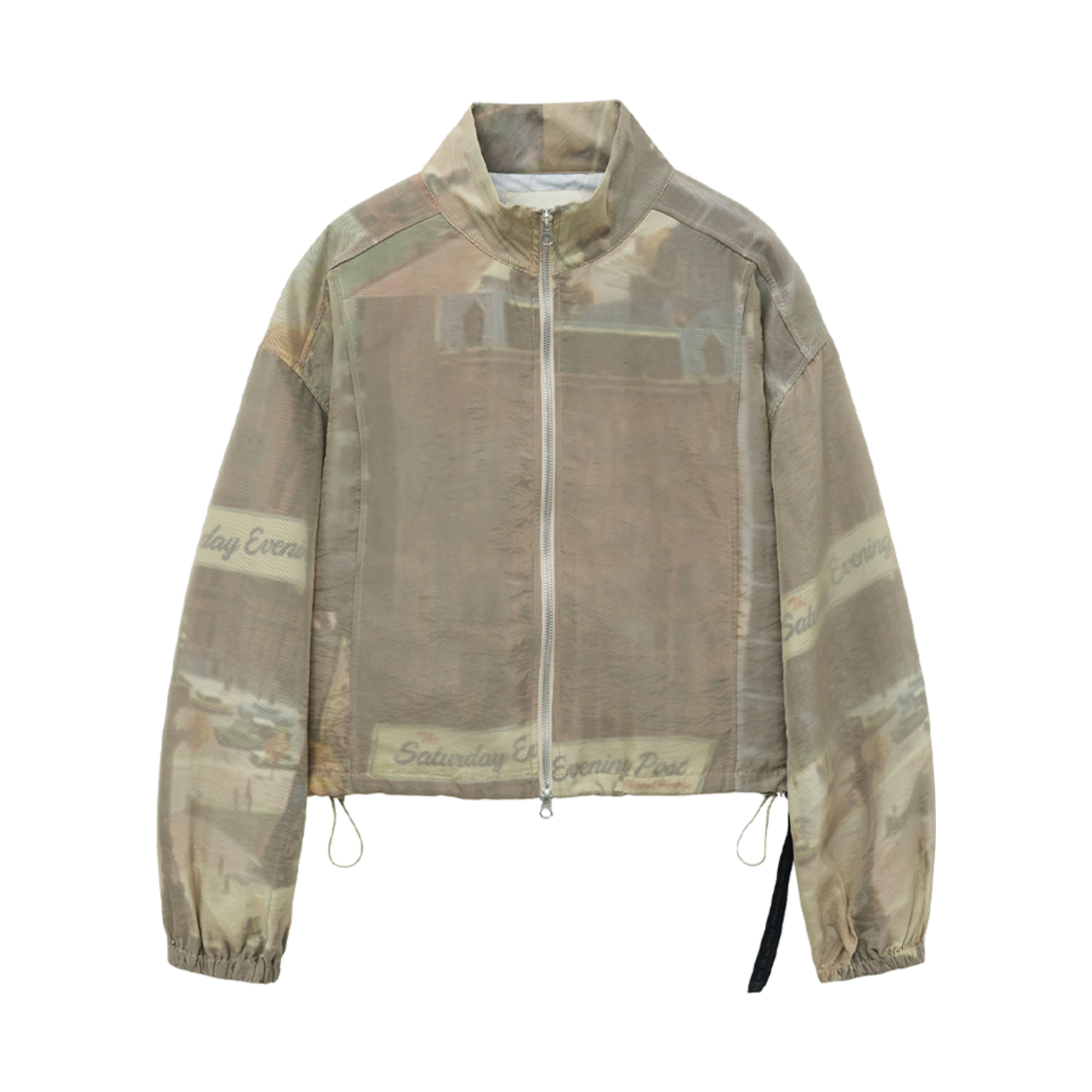 SFS1JK202ABE The Saturday Evening Post Graphic Sheer Jacket_Beige