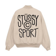 Stussy Sport Melton Varsity Jacket Oatmeal