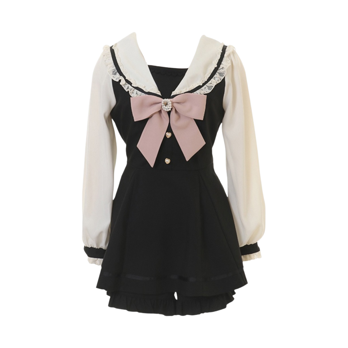 125-6009-1 (W) Liz Lisa Sailor Collar Set-Up Black