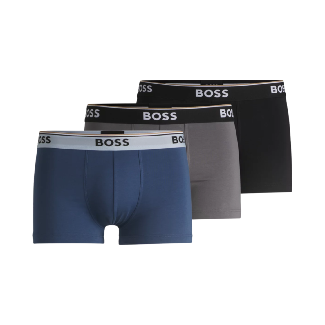 50531684-973 Hugo Boss Waistband Stretch Cotton Trunks with Logo Black Grey (3 Pack)