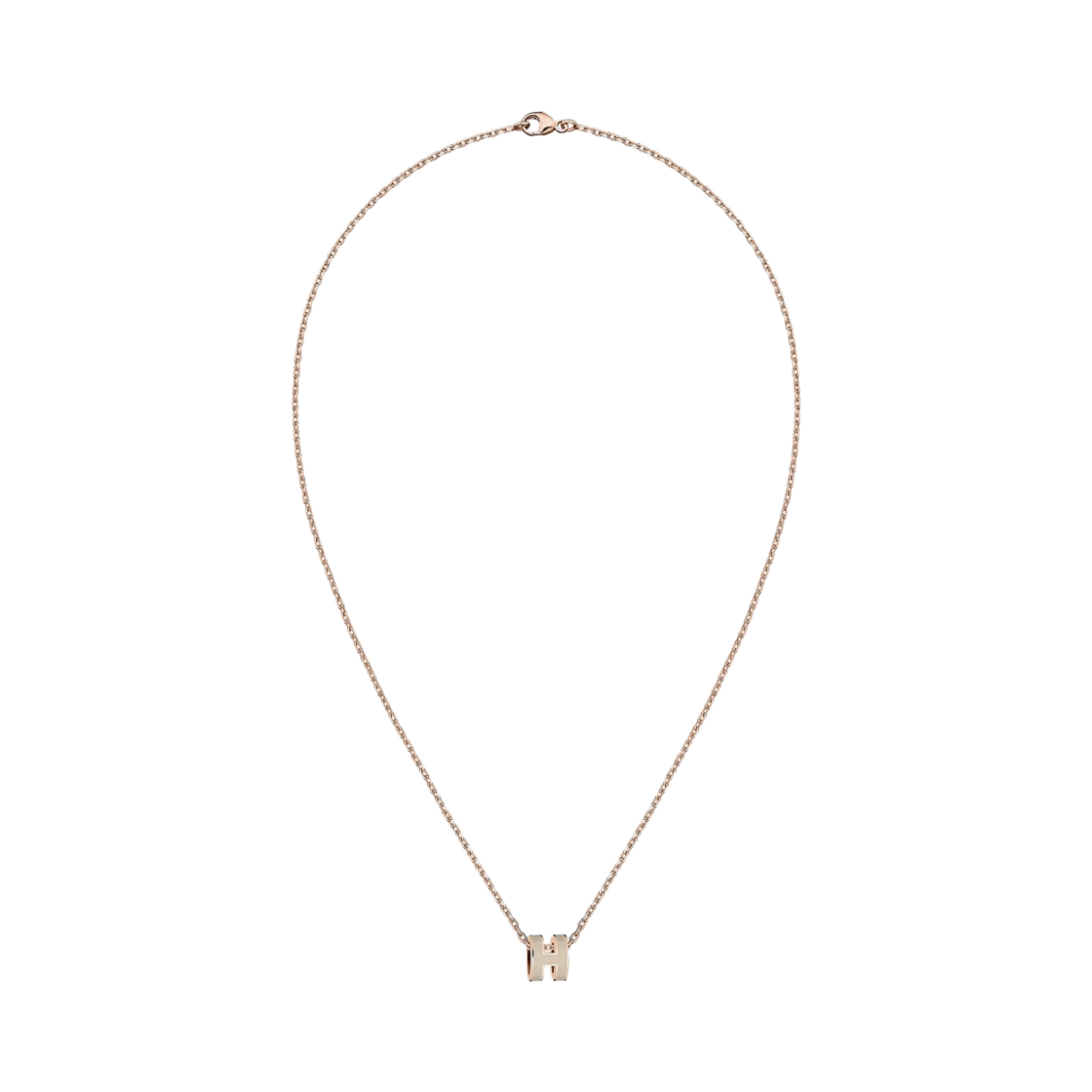 H147992FO55 (W) Hermes Mini Pop H Pendant Rose Gold & Marron Glace