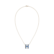 (W) Hermes Pop H Pendant Gold & Bleu Royal